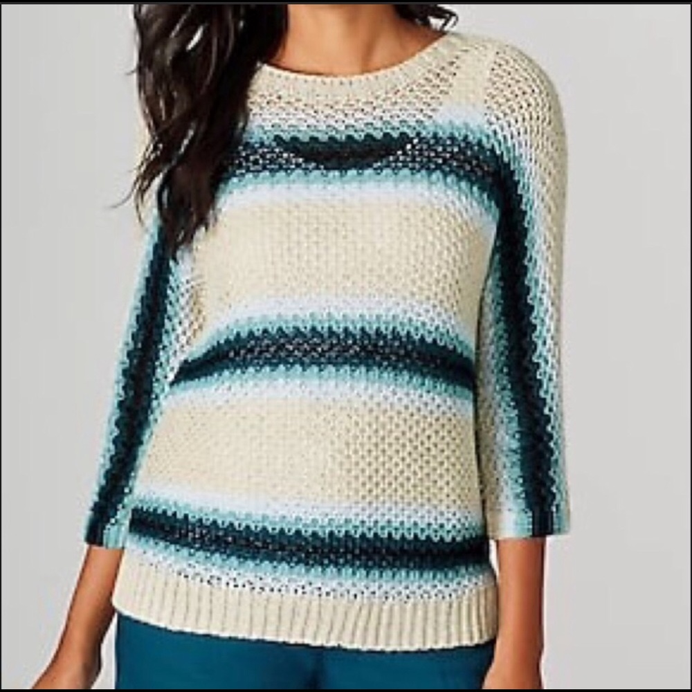 JJILL NWOT Open Knit Striped Sweater Sz Med
